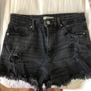 JBD black denim distressed shorts